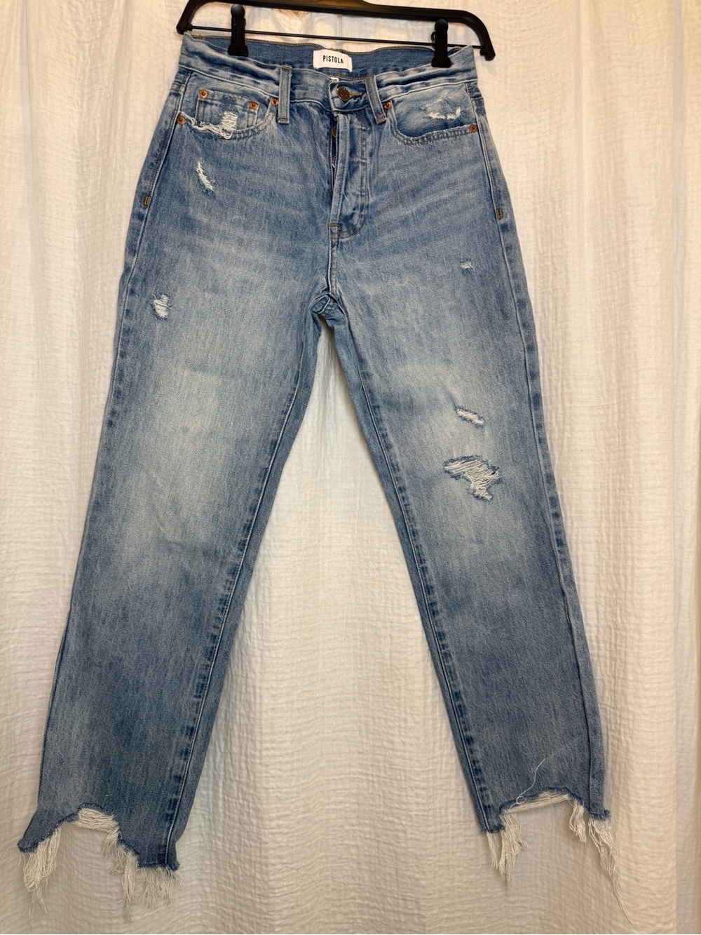 Pistola 'Charlie' High-Rise Distressed Straight Jeans
